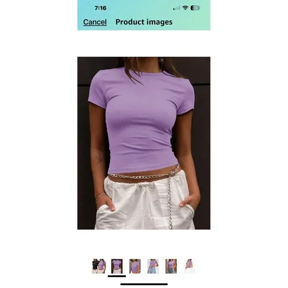 2 ~ ZHENWEI Crop Workout Tops for Women Size Medium ~ Black & Purple - Picture 7 of 8
